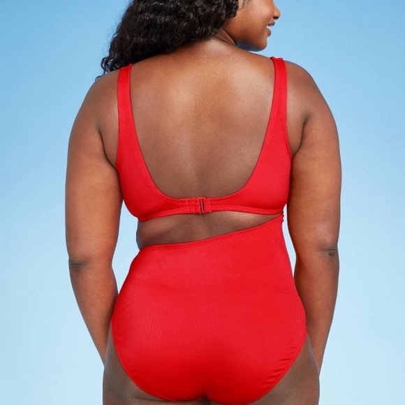 Kona Sol Textured Ribbed Side Cut Out Medium Coverage One Piece Swimsuit - Picture 16 of 16